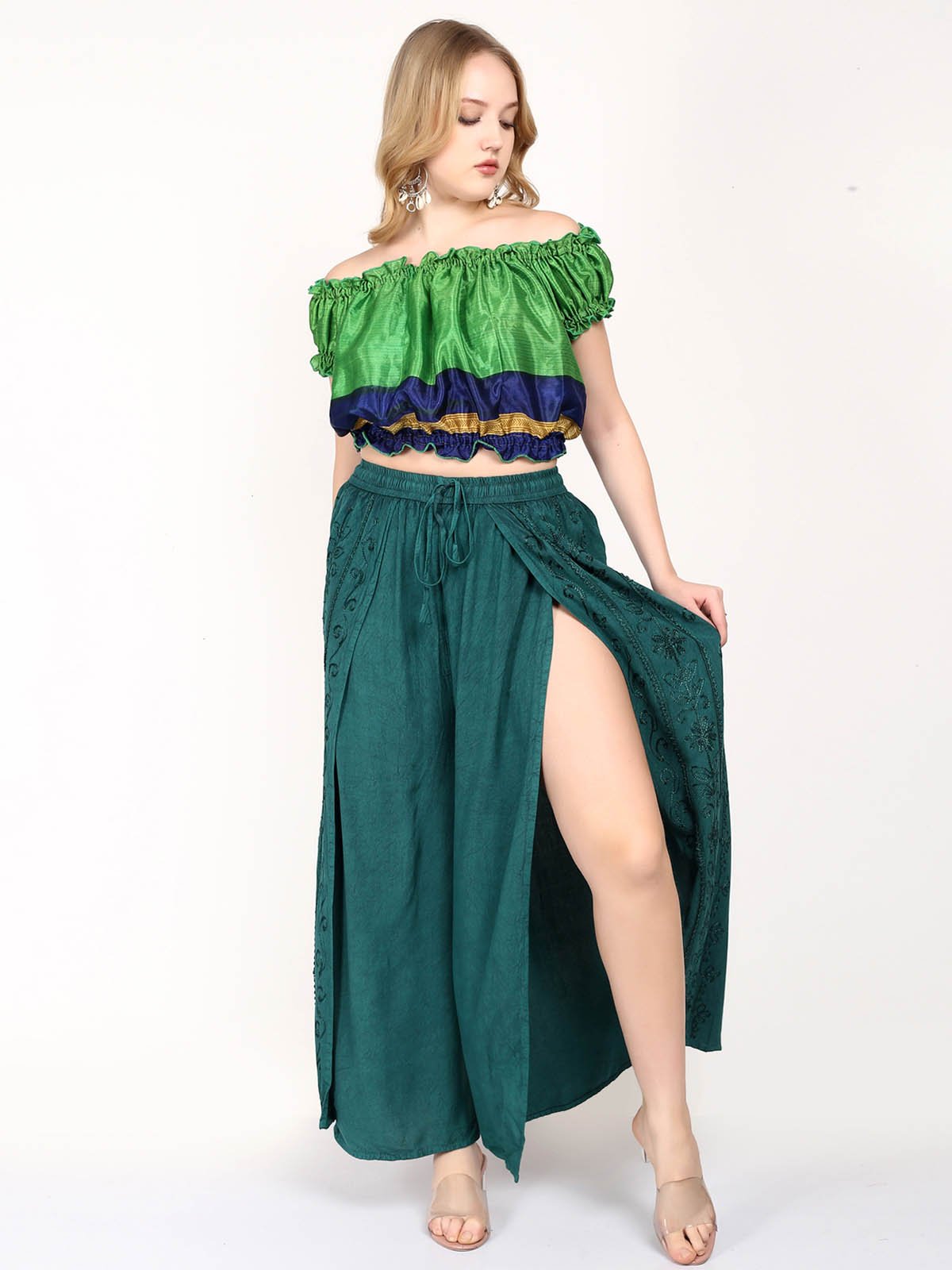 Stonewash Front Slit Pants