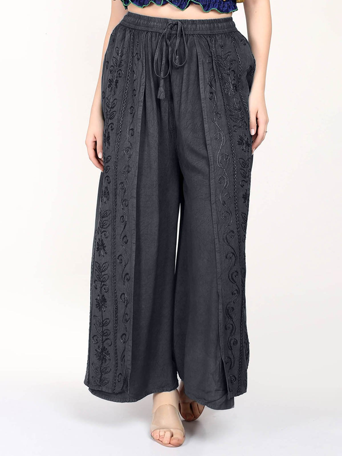 Stonewash Front Slit Pants