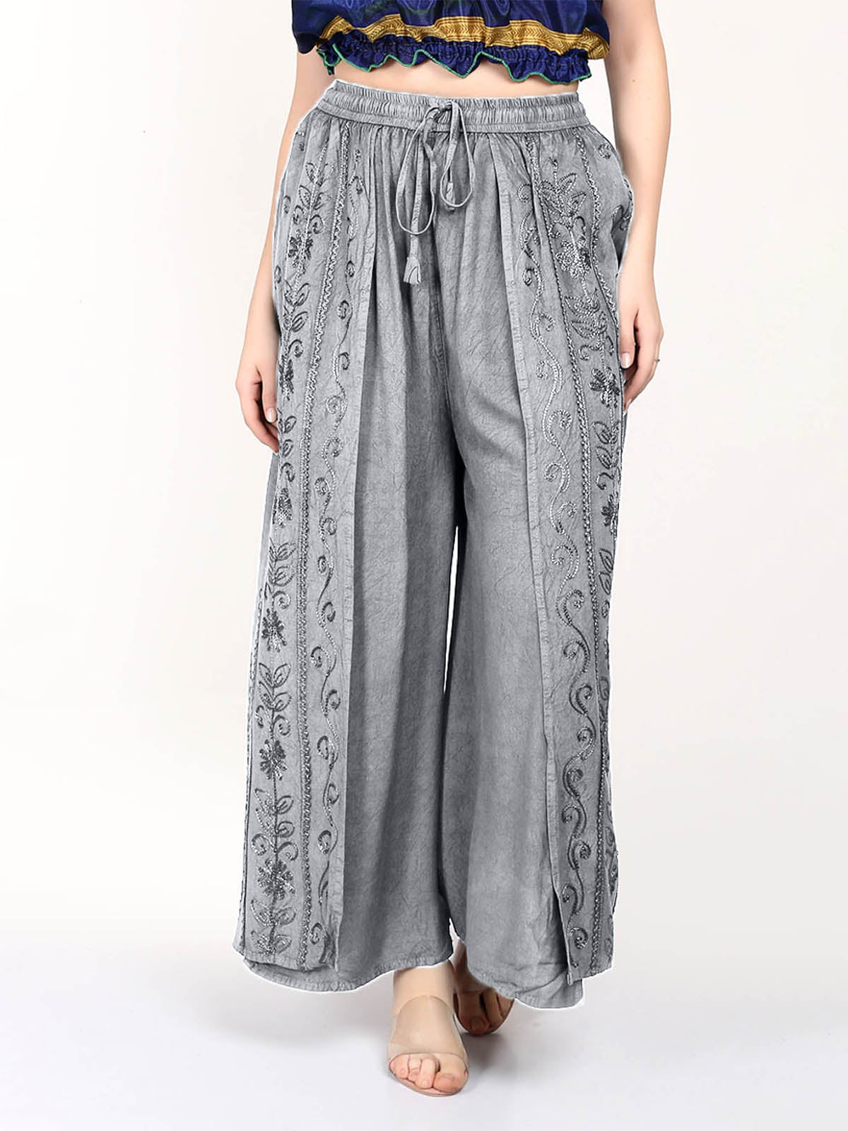 Stonewash Front Slit Pants