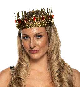 Metal Gold Crown with Red Jewels