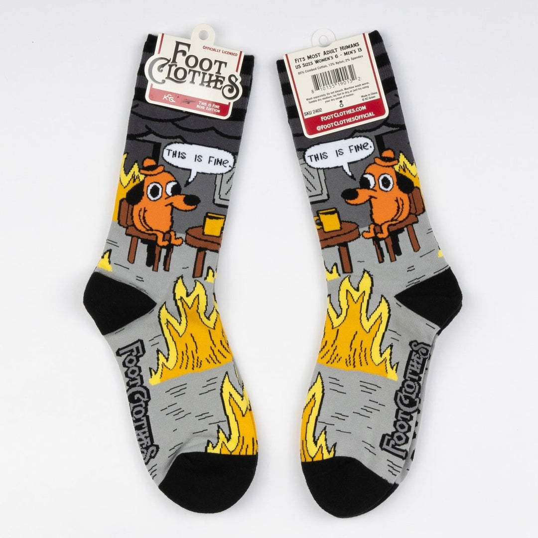 This is Fine: Noir Edition Crew Socks