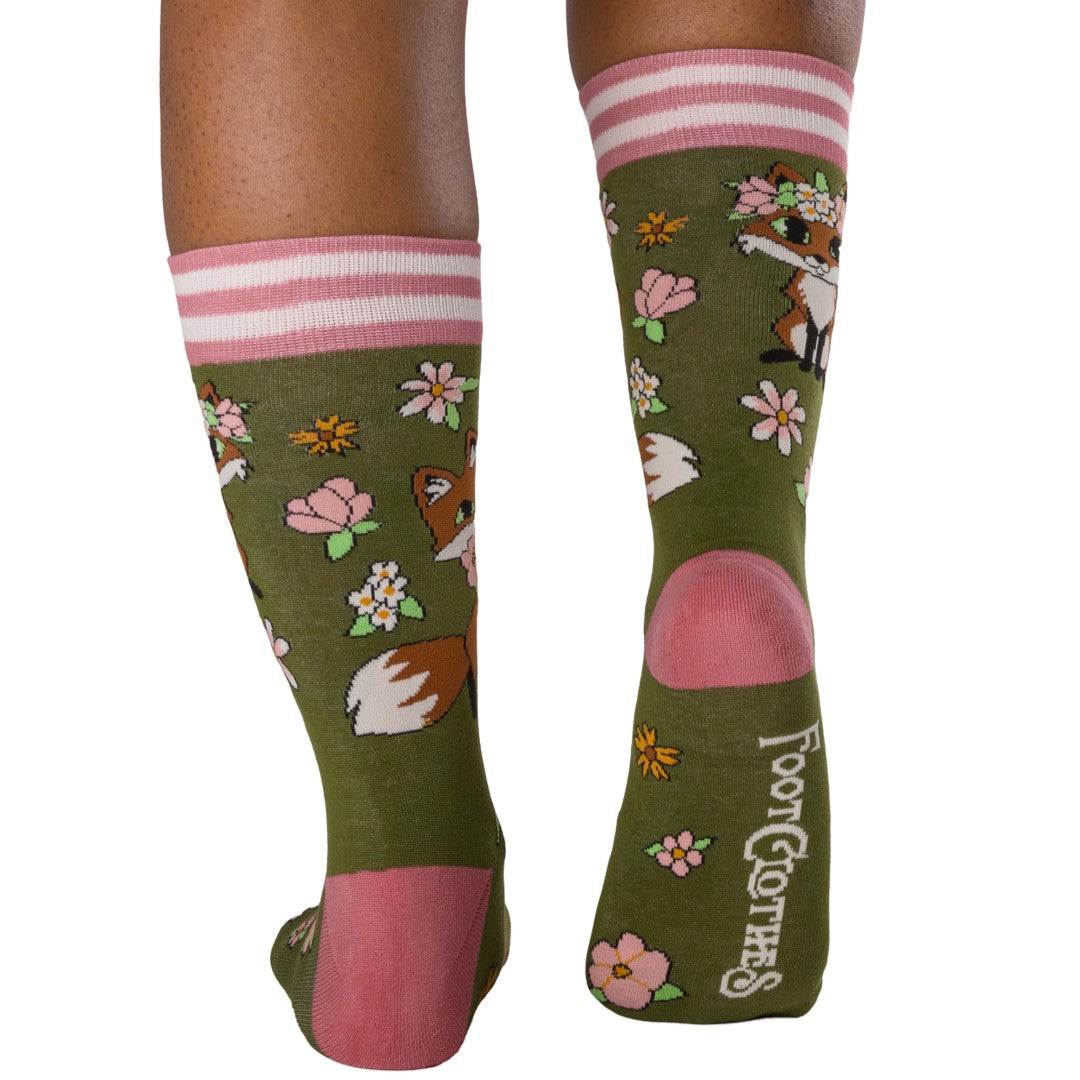 Floral Foxes Crew Socks