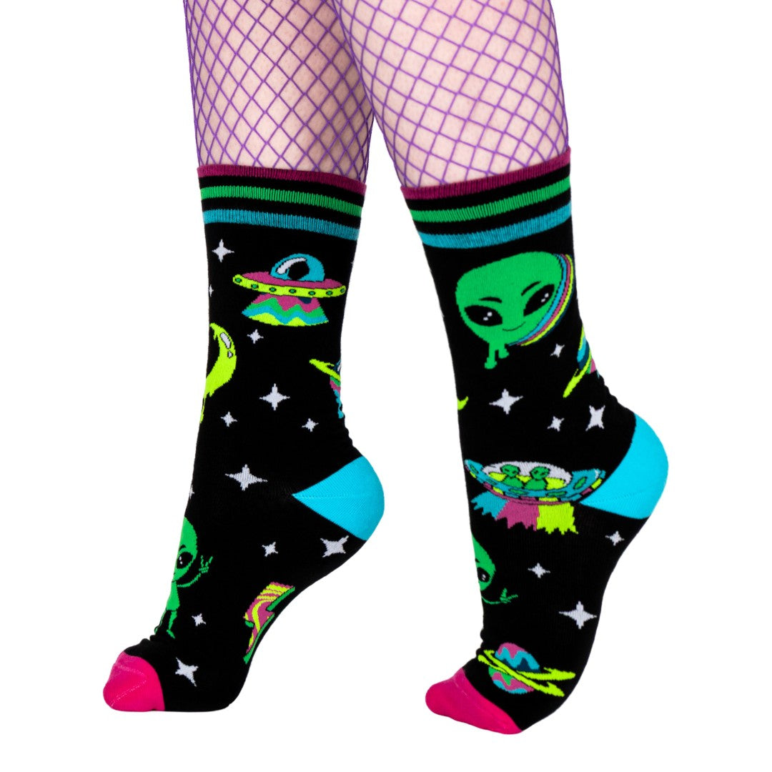 Spaced Out Alien Crew Socks