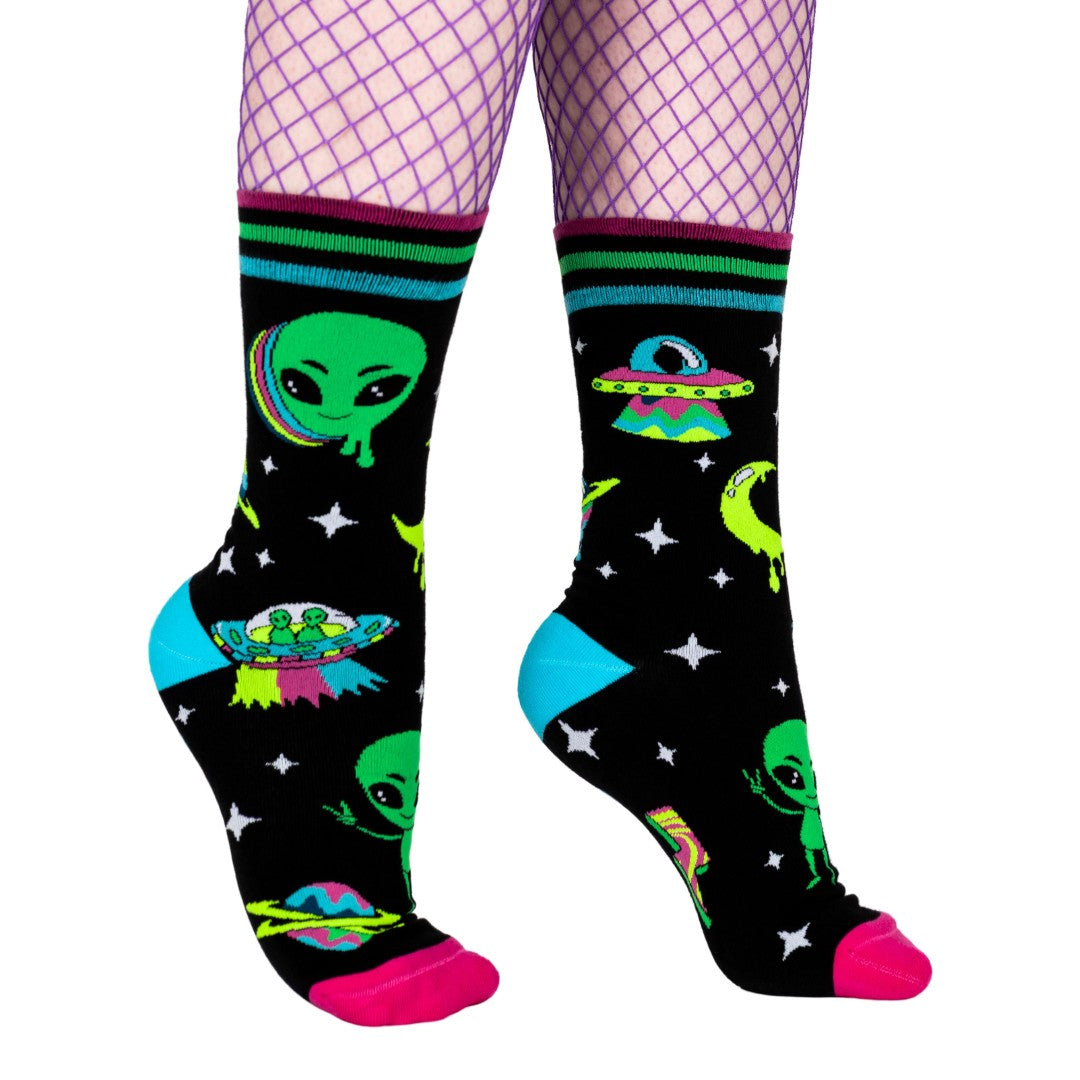 Spaced Out Alien Crew Socks