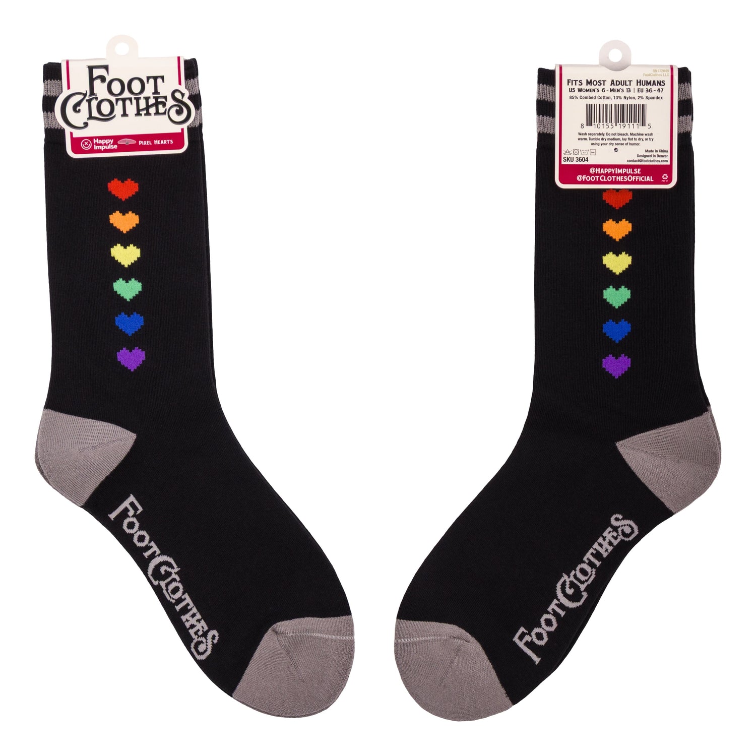 Pride Pixel Hearts Crew Socks