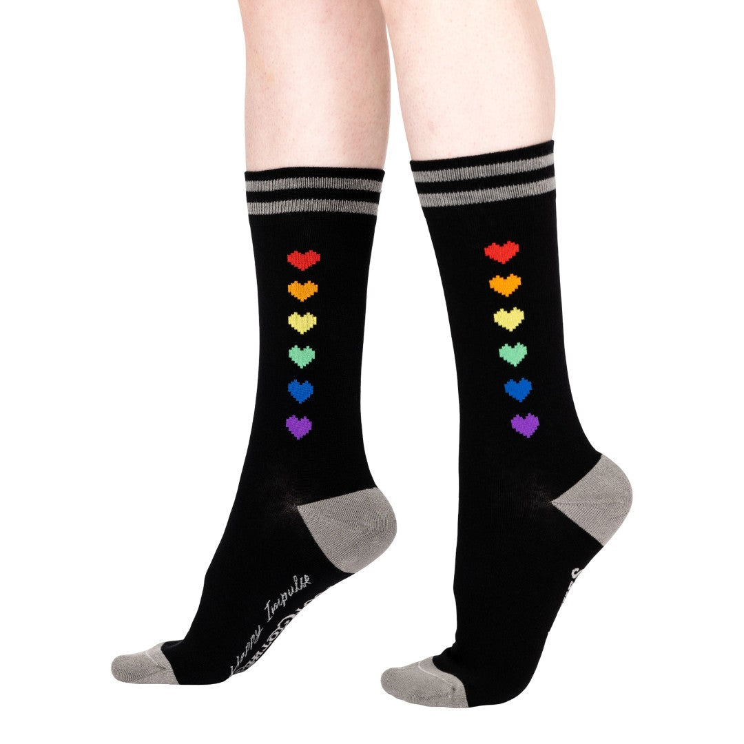 Pride Pixel Hearts Crew Socks