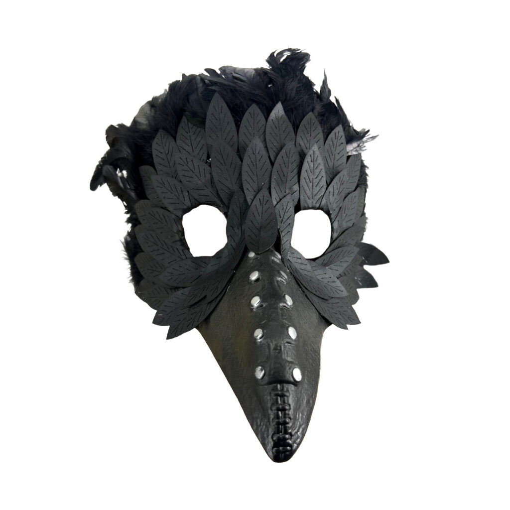 Black Plague Mask w/ Feathers