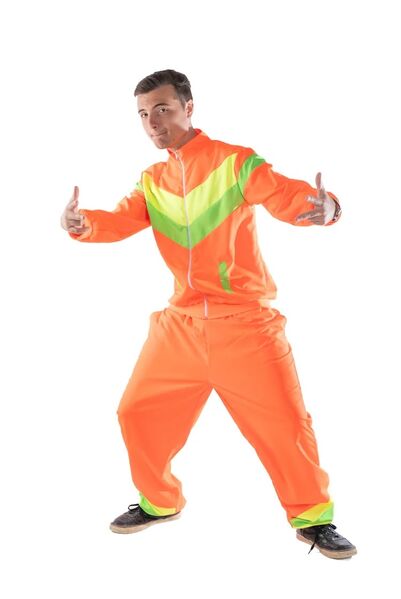 80's Neon Orange Men's Shell Suit