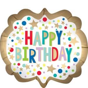 Gold Satin Happy Birthday Balloon