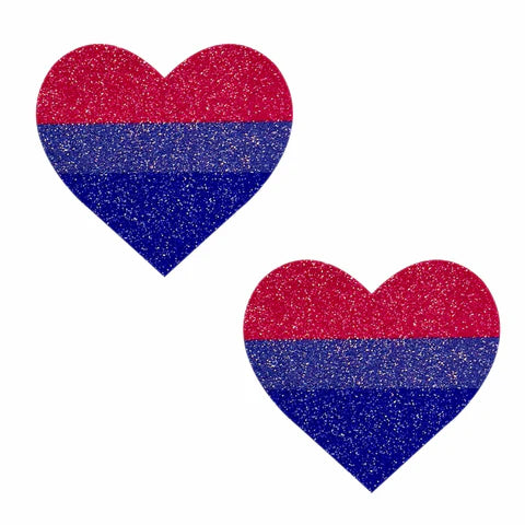 Bi Heart Pride Glitter Pasties
