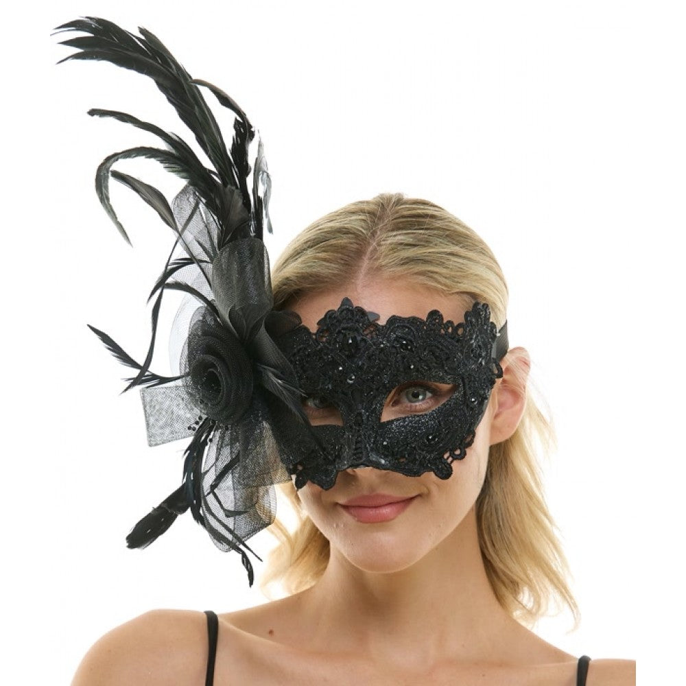 Black Fairy Lace Venetian Mask
