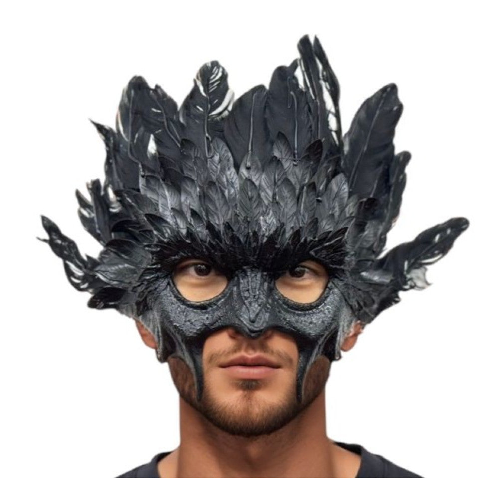 Black Voodoo Feather Devil Mask
