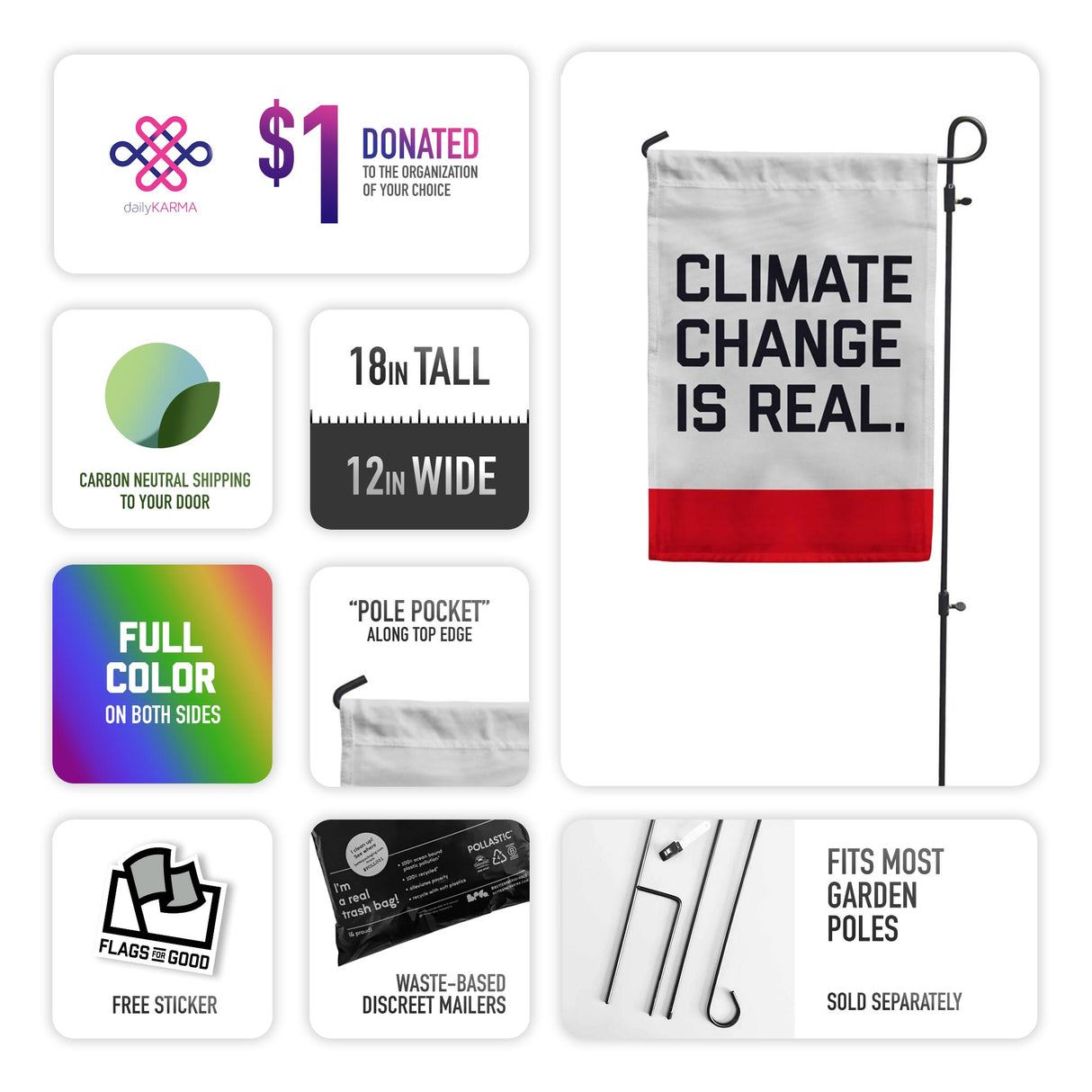 Climate Change Is Real Garden Flag
