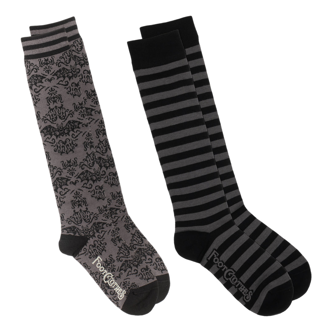 Grey & Black Knee High Sock Pack | 2 Designs