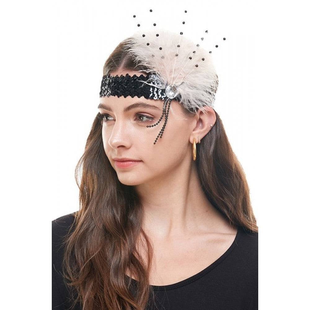 Black & White Flapper Headband