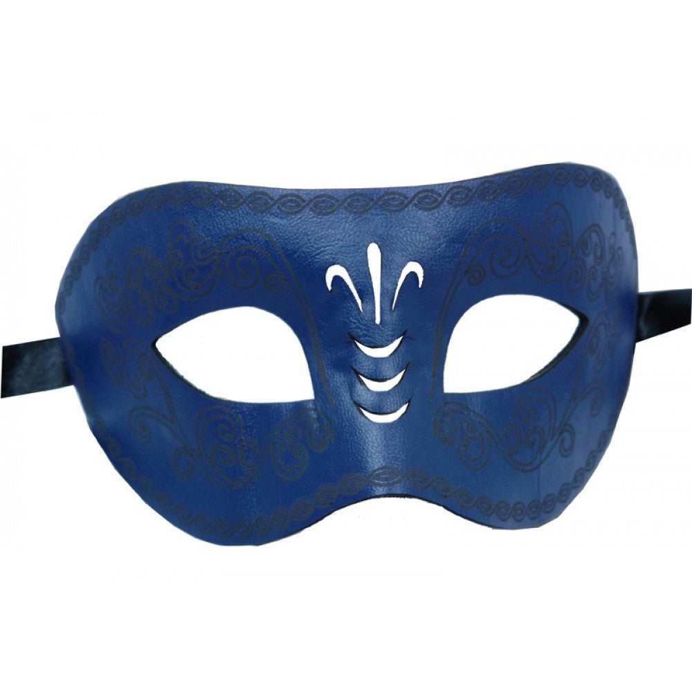 Blue Faux Leather Mask
