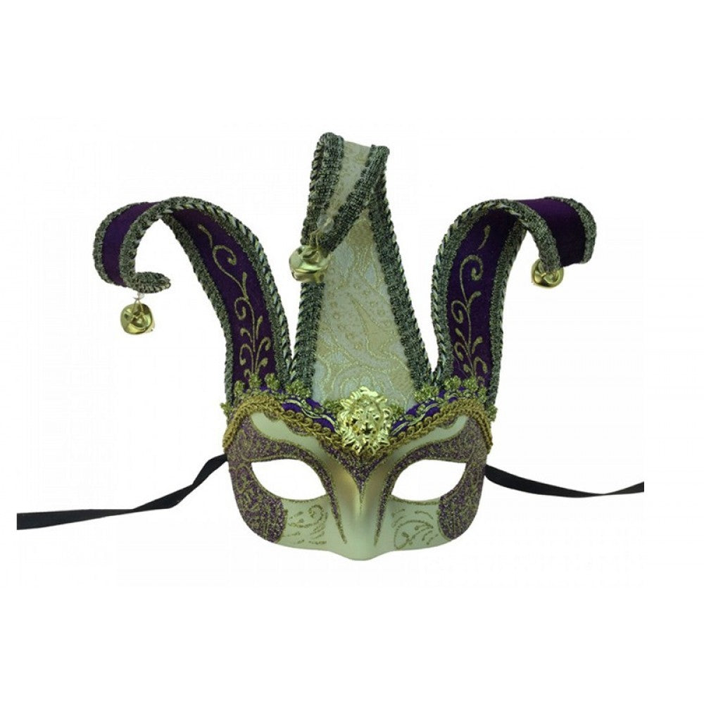 Black & Gold Jester Masquerade Mask