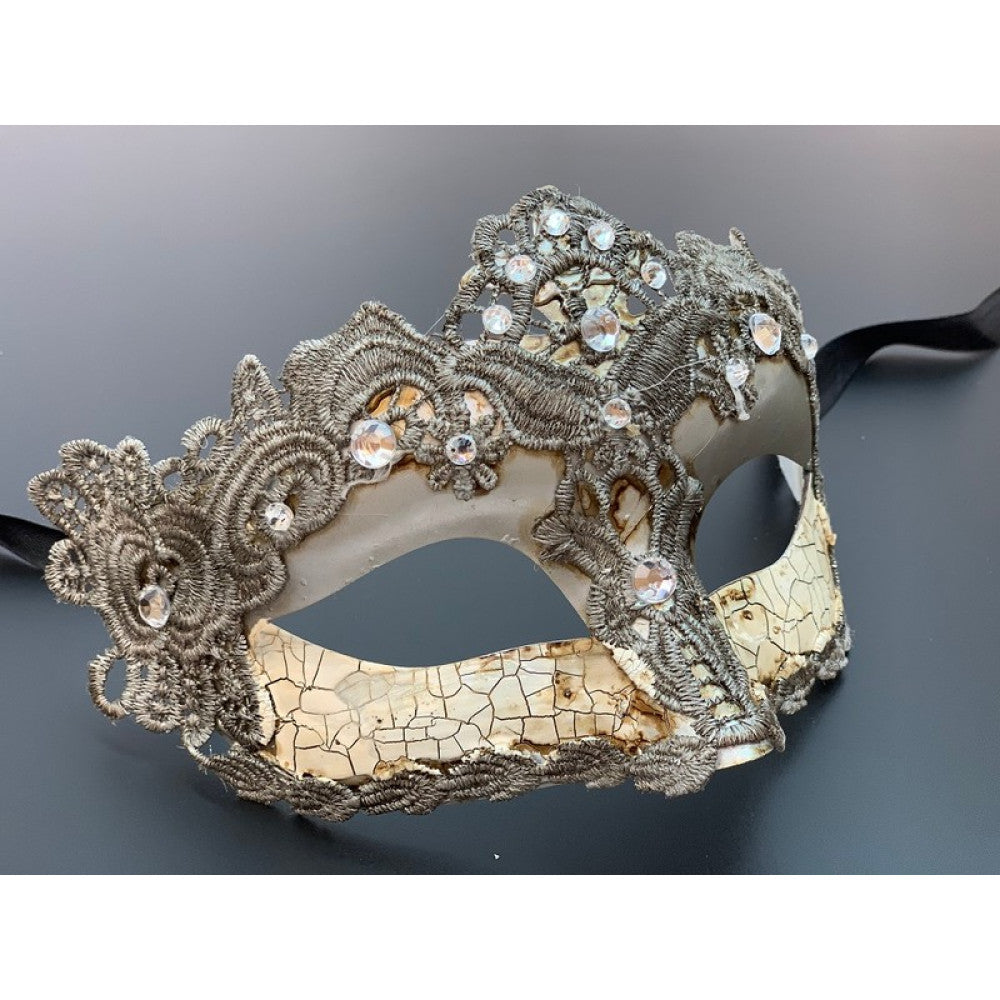 Cracked Silver Lace Masquerade Mask