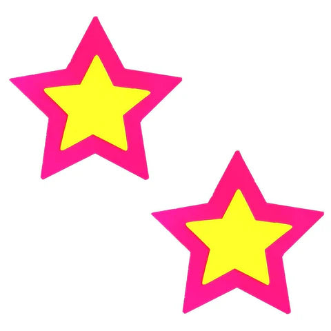 Double Starburst Neon Pink Power Blacklight Starry Nights Pasties