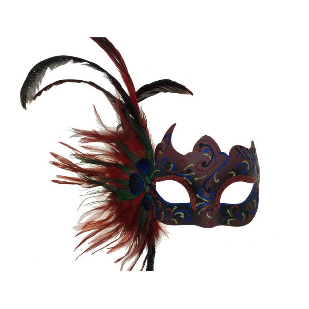 Red Blue Peacock Venetian Mask