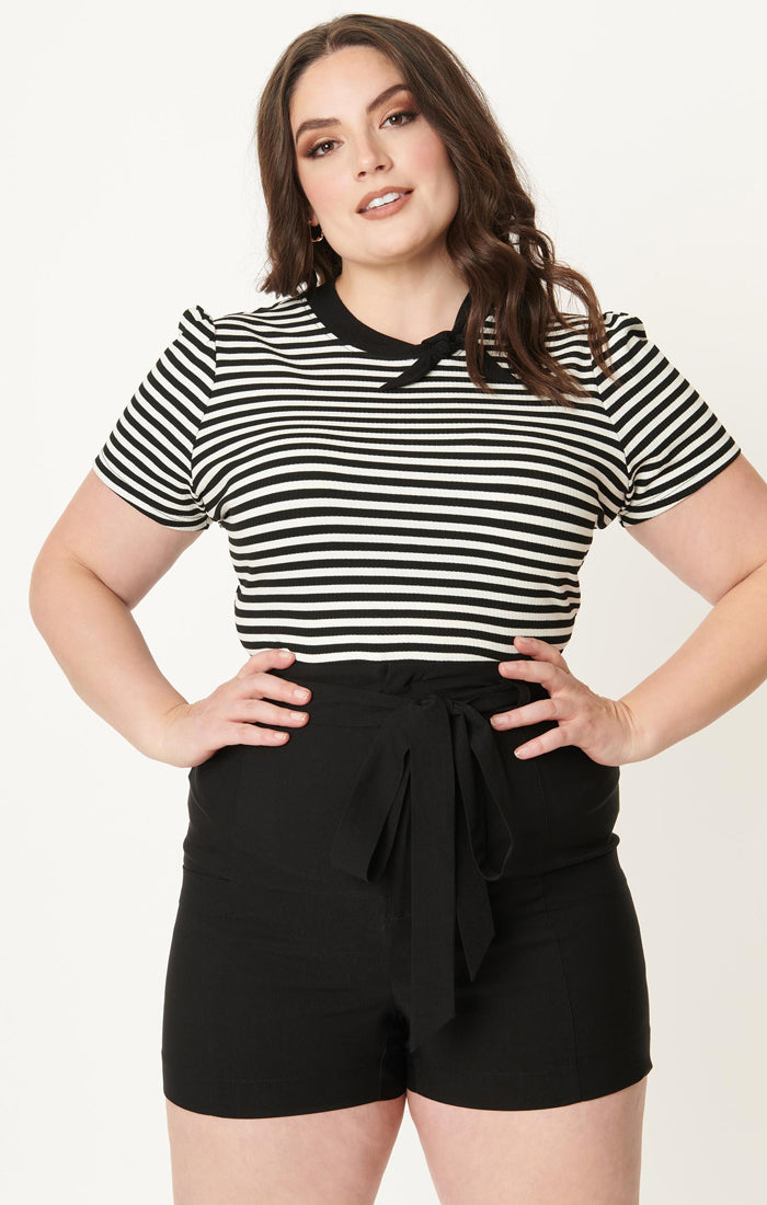 Black & White Stripe Bow Sweetie Knit Top