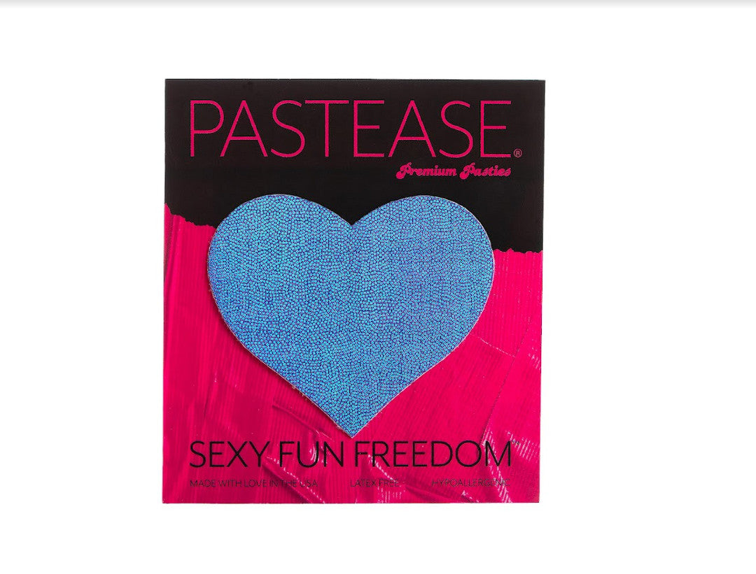 Love: Blue Holographic Heart Nipple Pasties