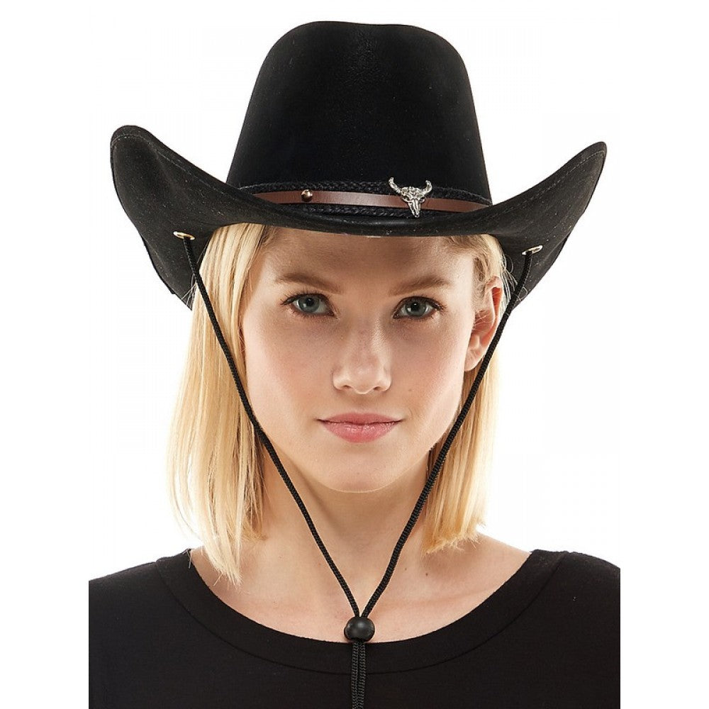 Black Leather Cowboy Hat
