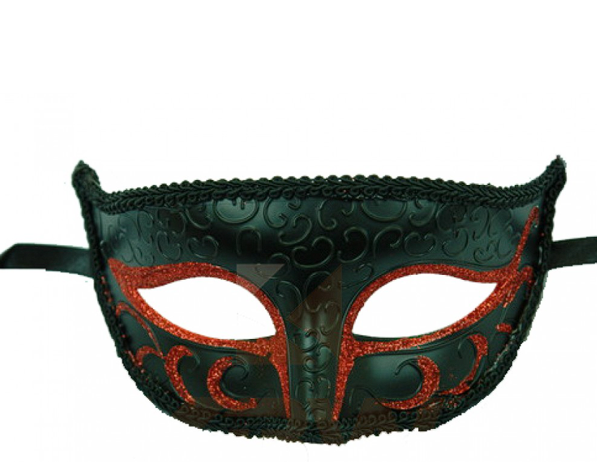 Black Red Embossed Half Mask