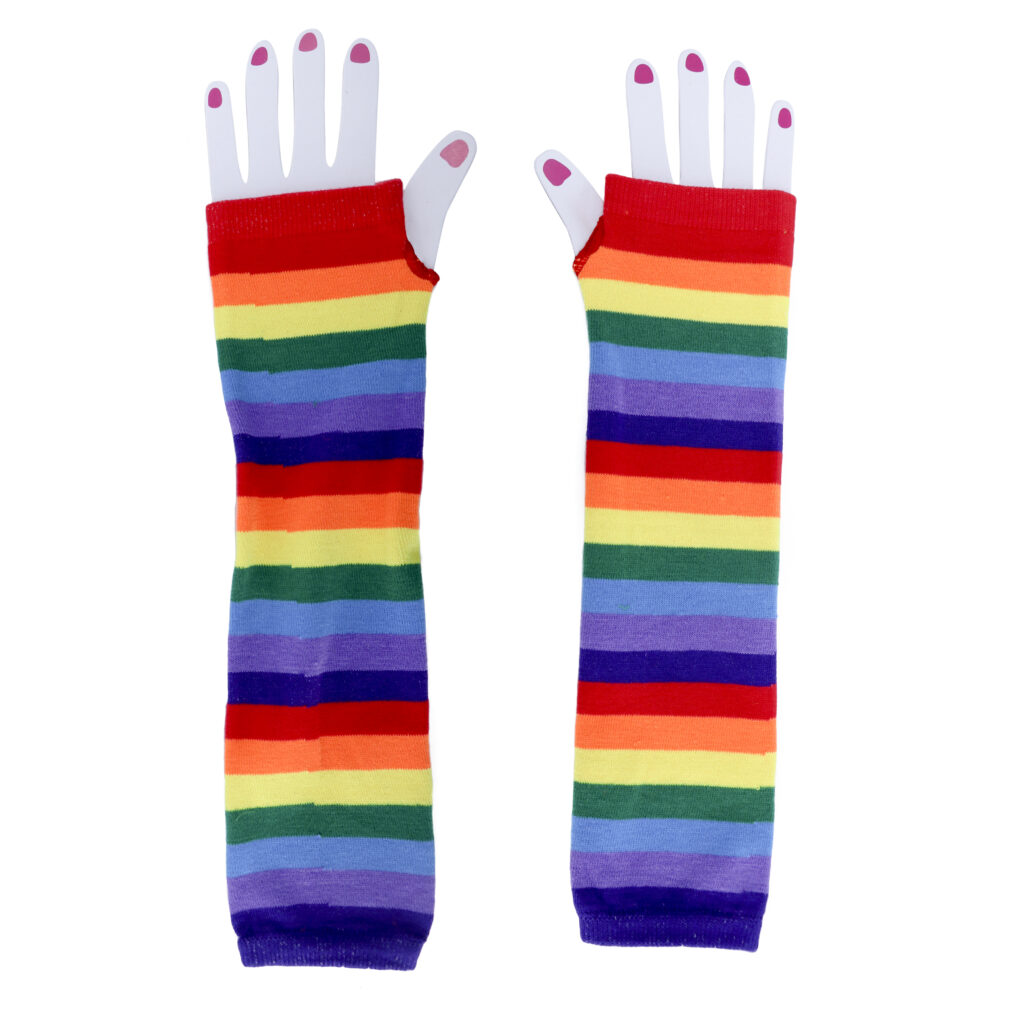 Rainbow Fingerless Elbow Gloves