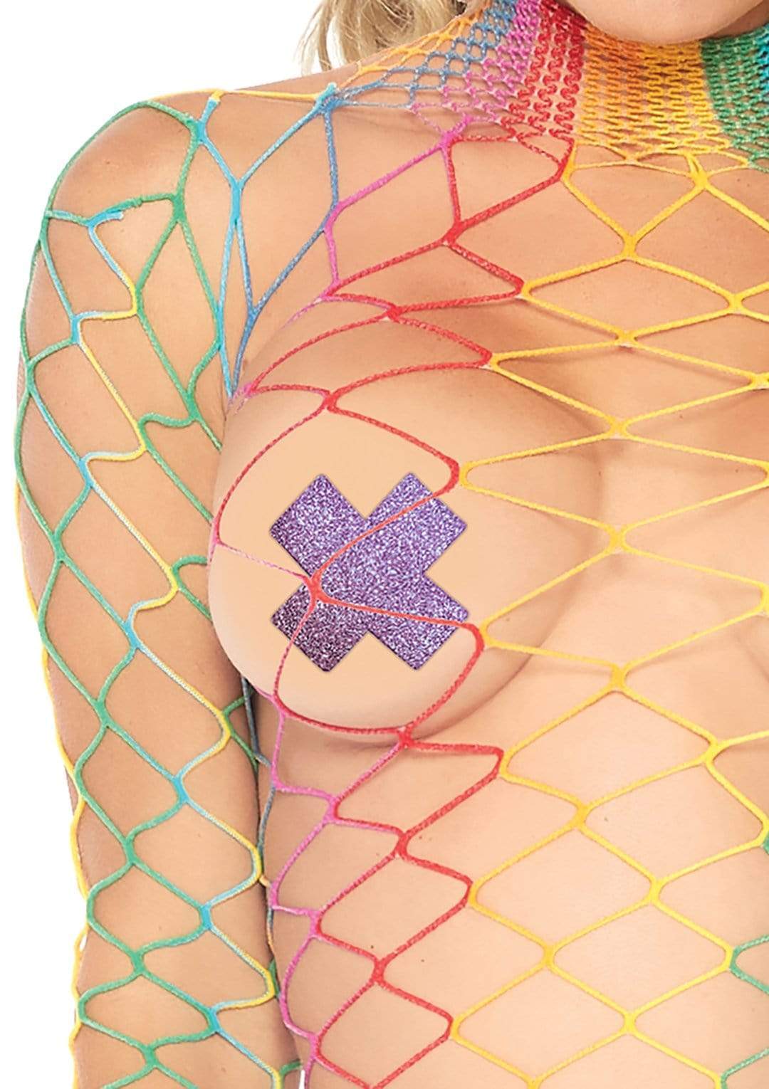 High Neck Fishnet Bodysuit w/ Snap Crotch