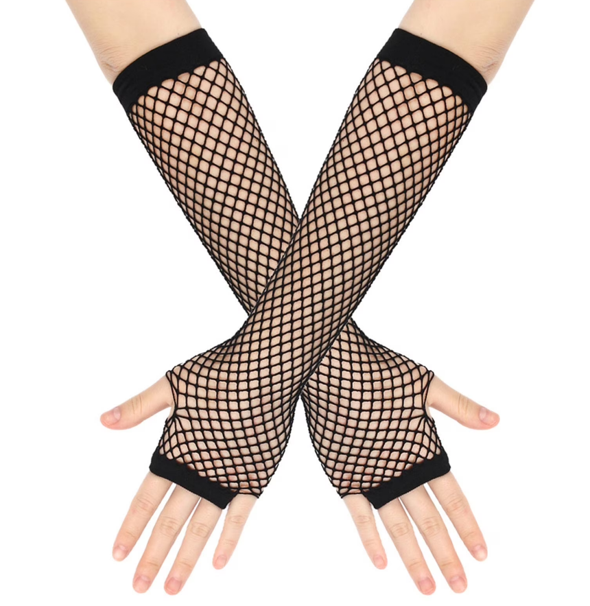 Long Fingerless Fishnet Gloves