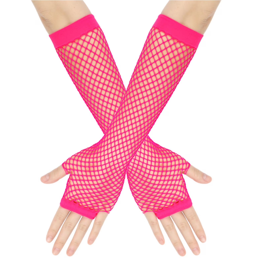 Long Fingerless Fishnet Gloves