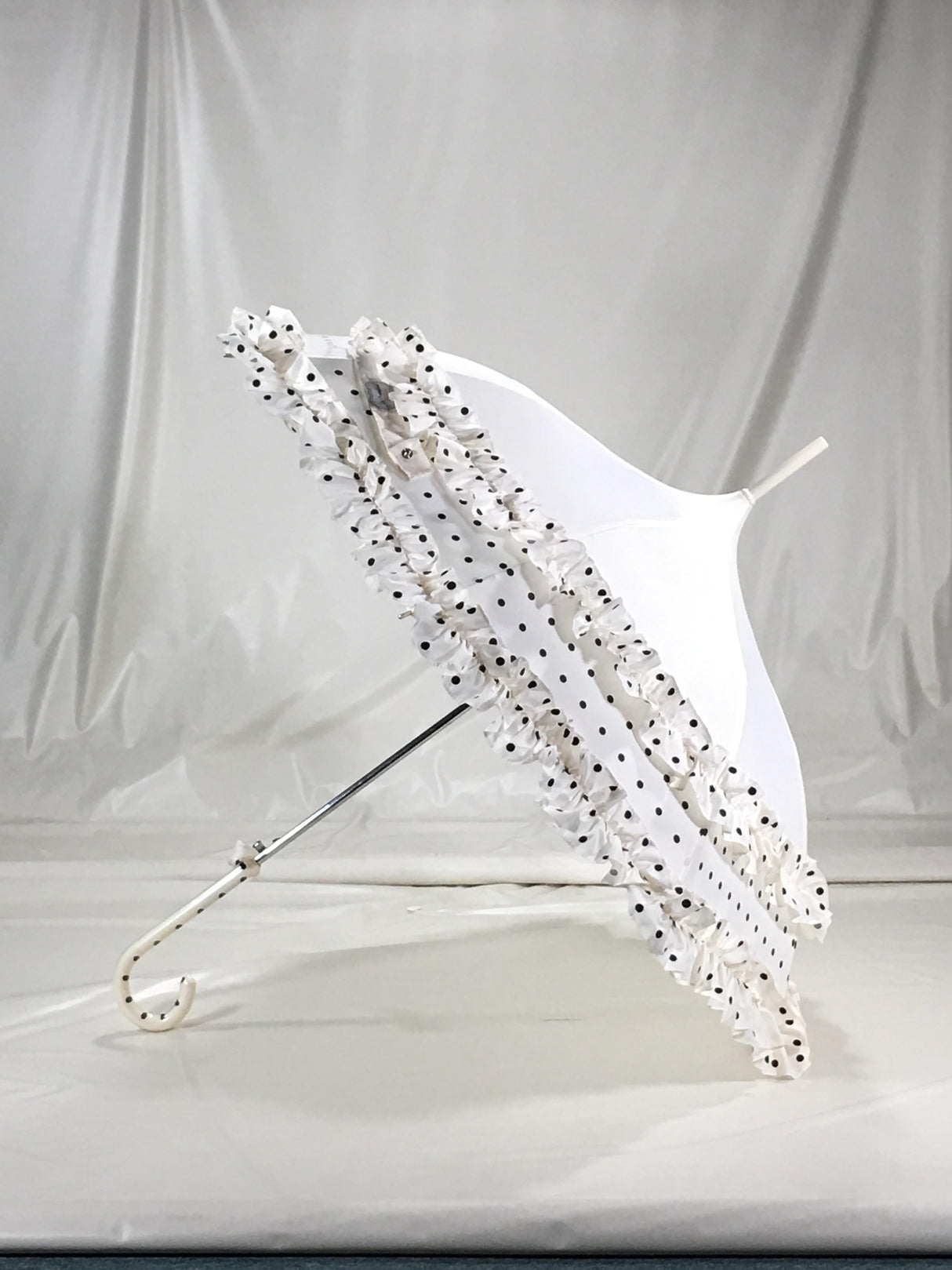 Polka Dots & Ruffles Cream Pagoda Umbrella