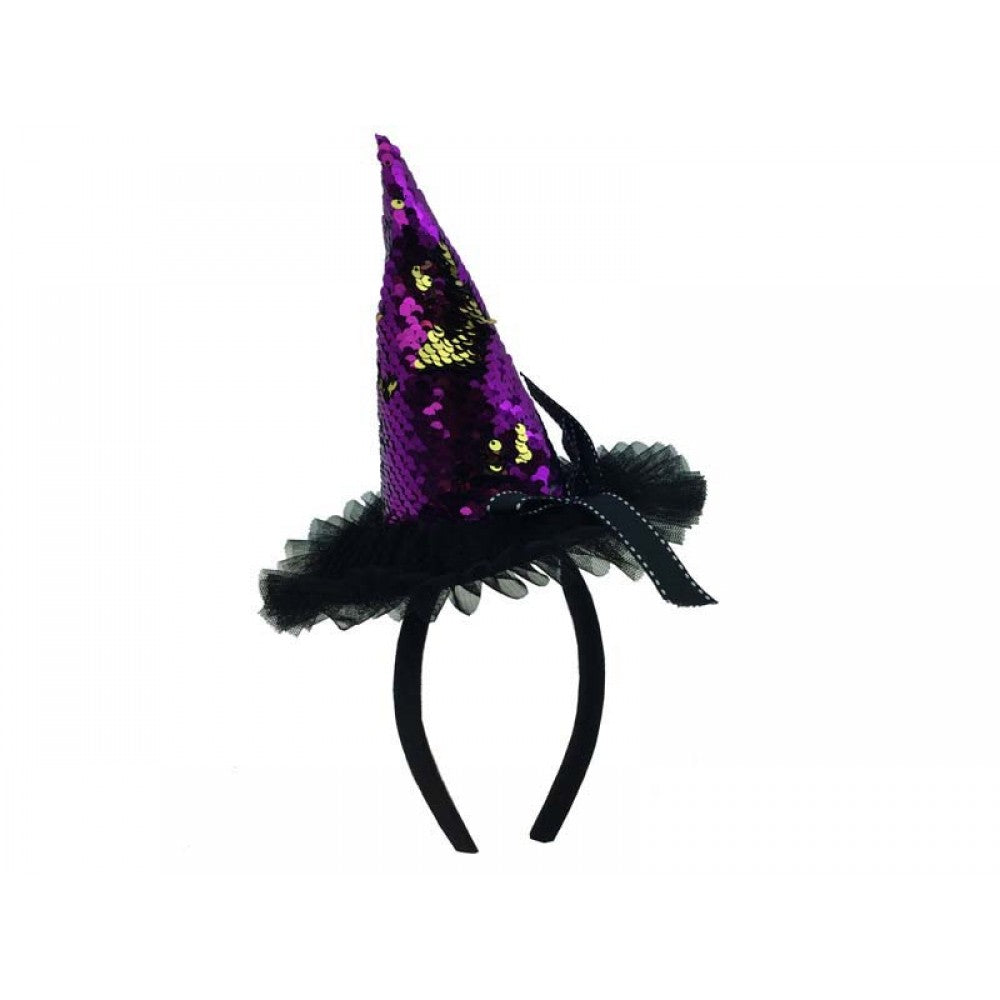 Purple Mini Sequined Witch Hat