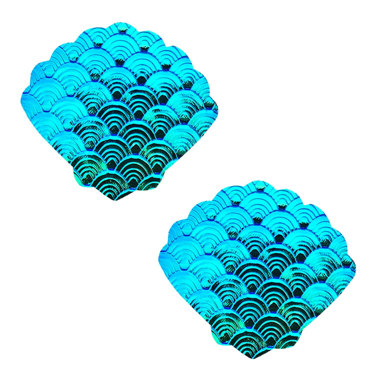 Space Mermaid 3D Iridescent Green Shell Pasties