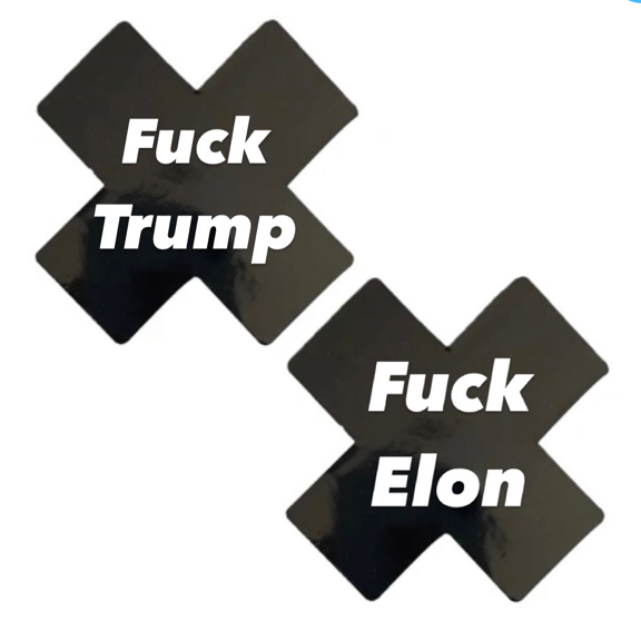 Fck Trump Fck Elon Black Wet Vinyl X Factor Pasties