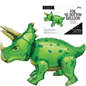 Playful Triceratops Dinosaur 4D Button Balloon