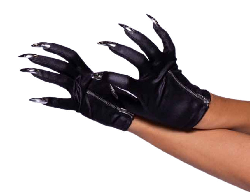 Black Zip-Up Claw Gloves
