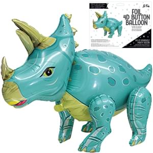 Playful Triceratops Dinosaur 4D Button Balloon