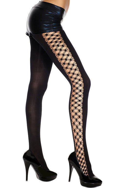 Black Diamond Net Side Panel  Spandex Tights