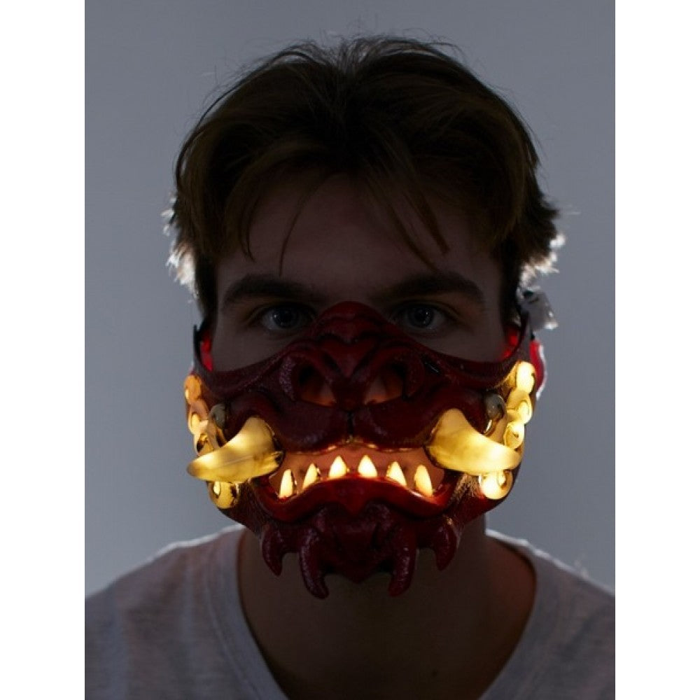 Red Light Up Oni Mask