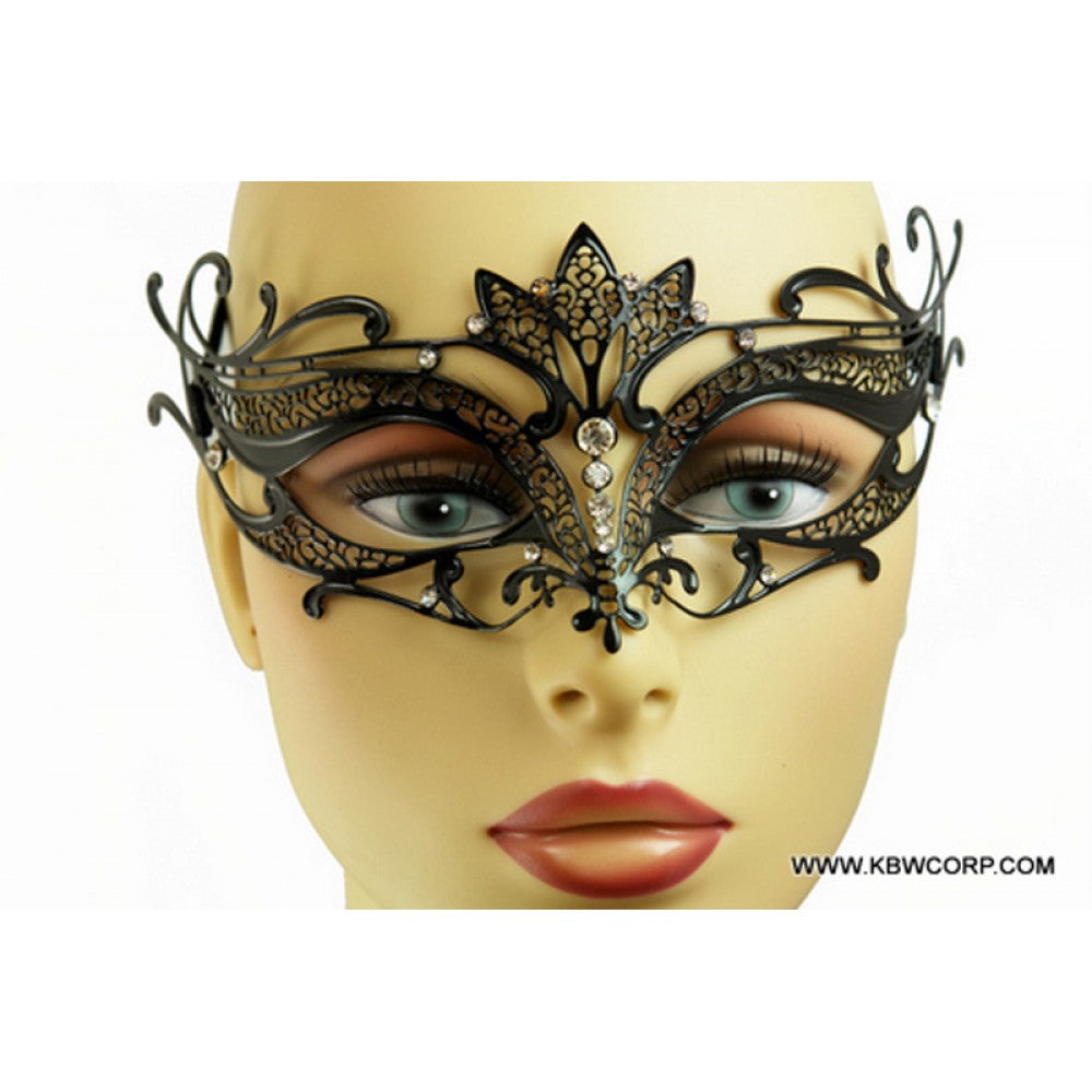 Laser Cut Black Jeweled Mask