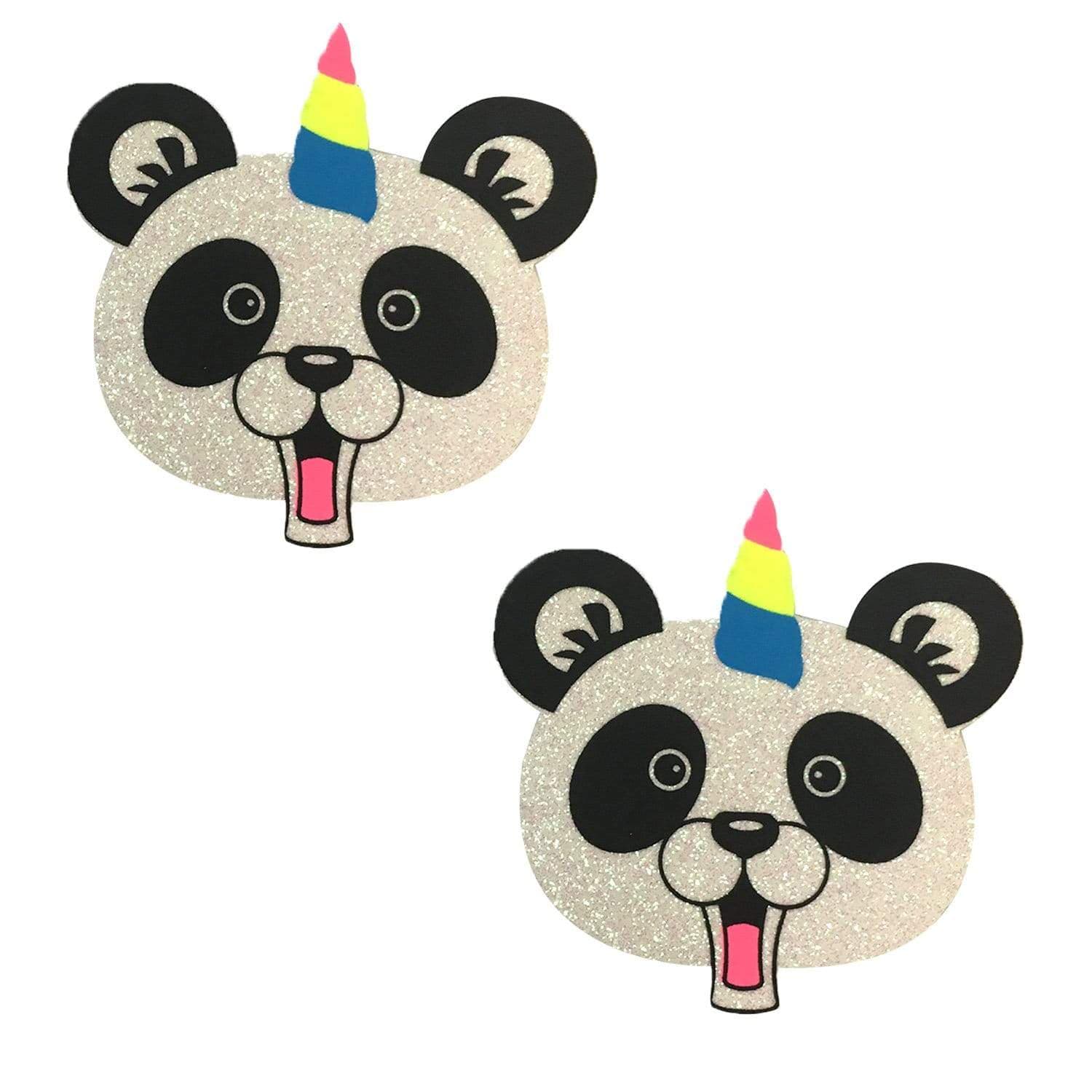 PandaCorn White Glitter Blacklight Spirit Party Animal Nipple Pasties