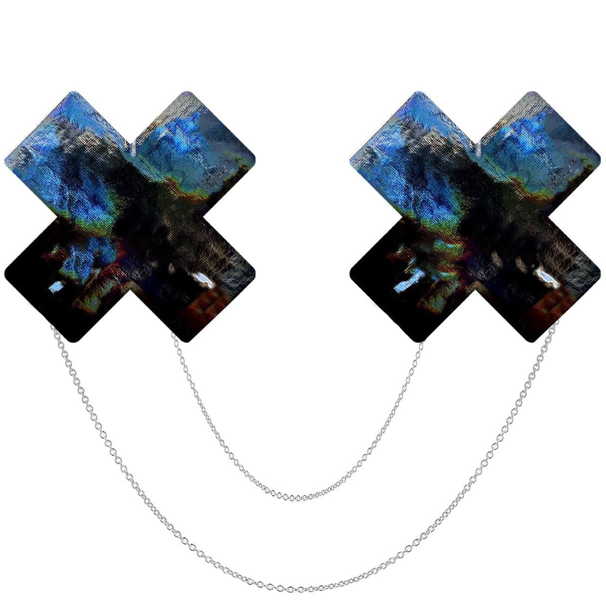 Midnight Sky Black Wet Holographic Vinyl Chained X Factor Pasties