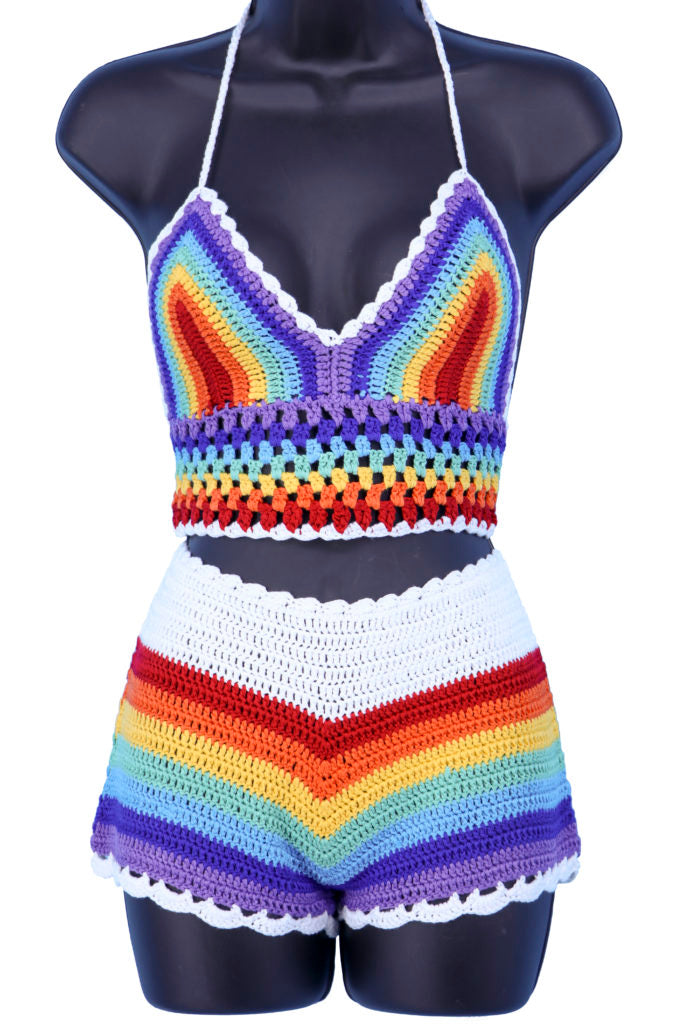 Crochet Rainbow Halter Top