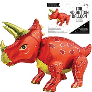 Playful Triceratops Dinosaur 4D Button Balloon