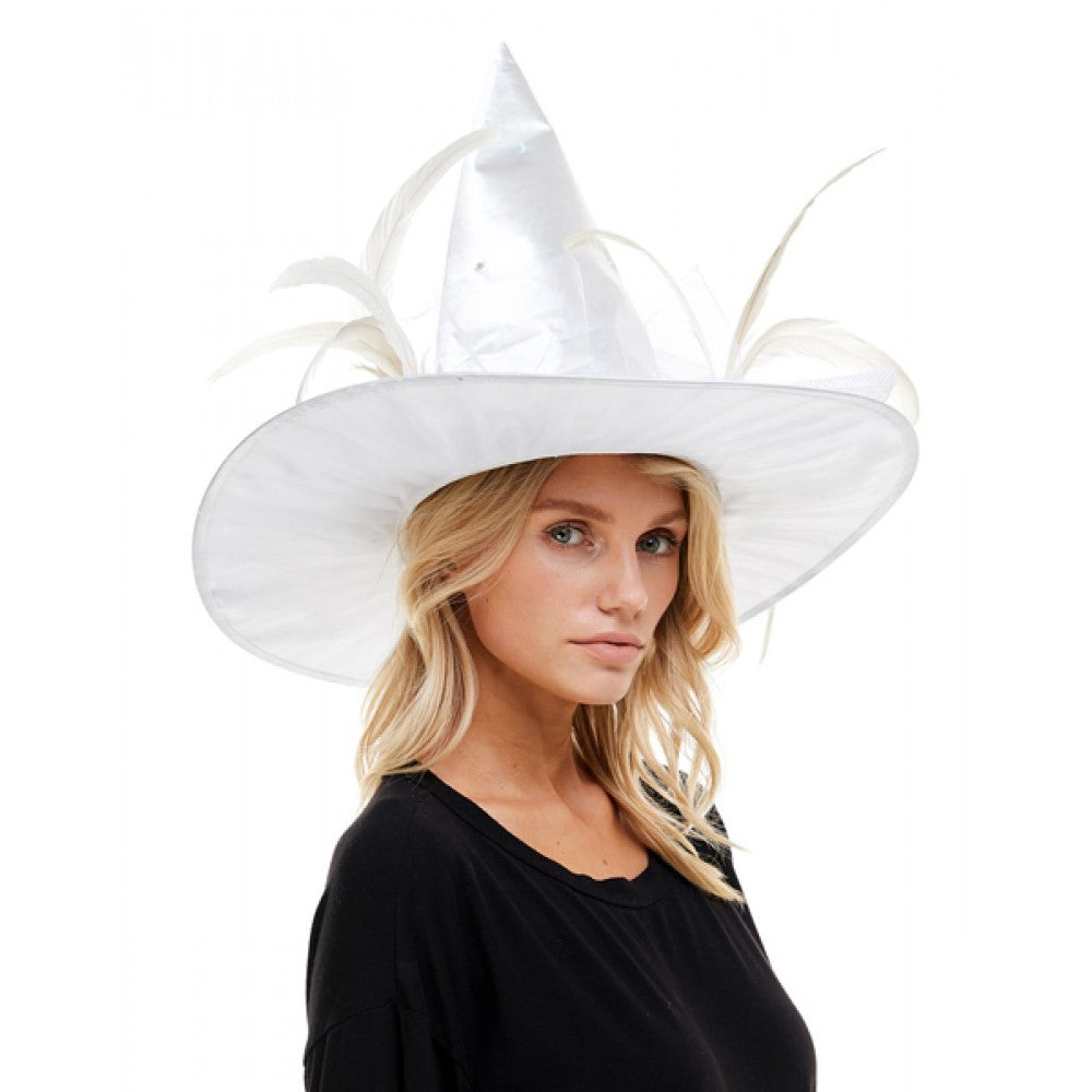 Light Up White Witch Hat