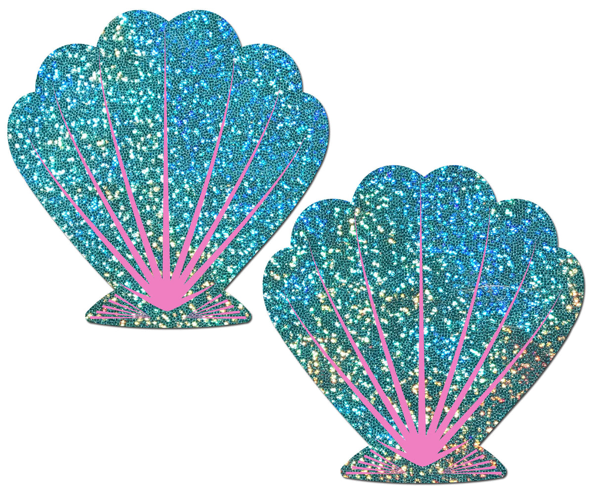 Mermaid: Liquid Seafoam Green and Pink Seashell Nipple Pasties