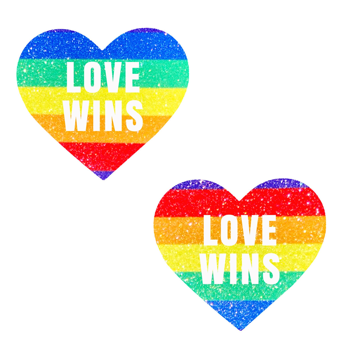 Love Wins Pride Rainbow Glitter Heart Nipple Pasties