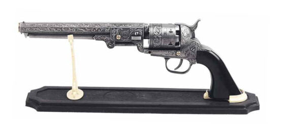 13.5" Decorative Antique Revolver w/ Display